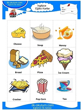 ingilizce Yiyecek-içecek flashcard-eğitici kartlar 